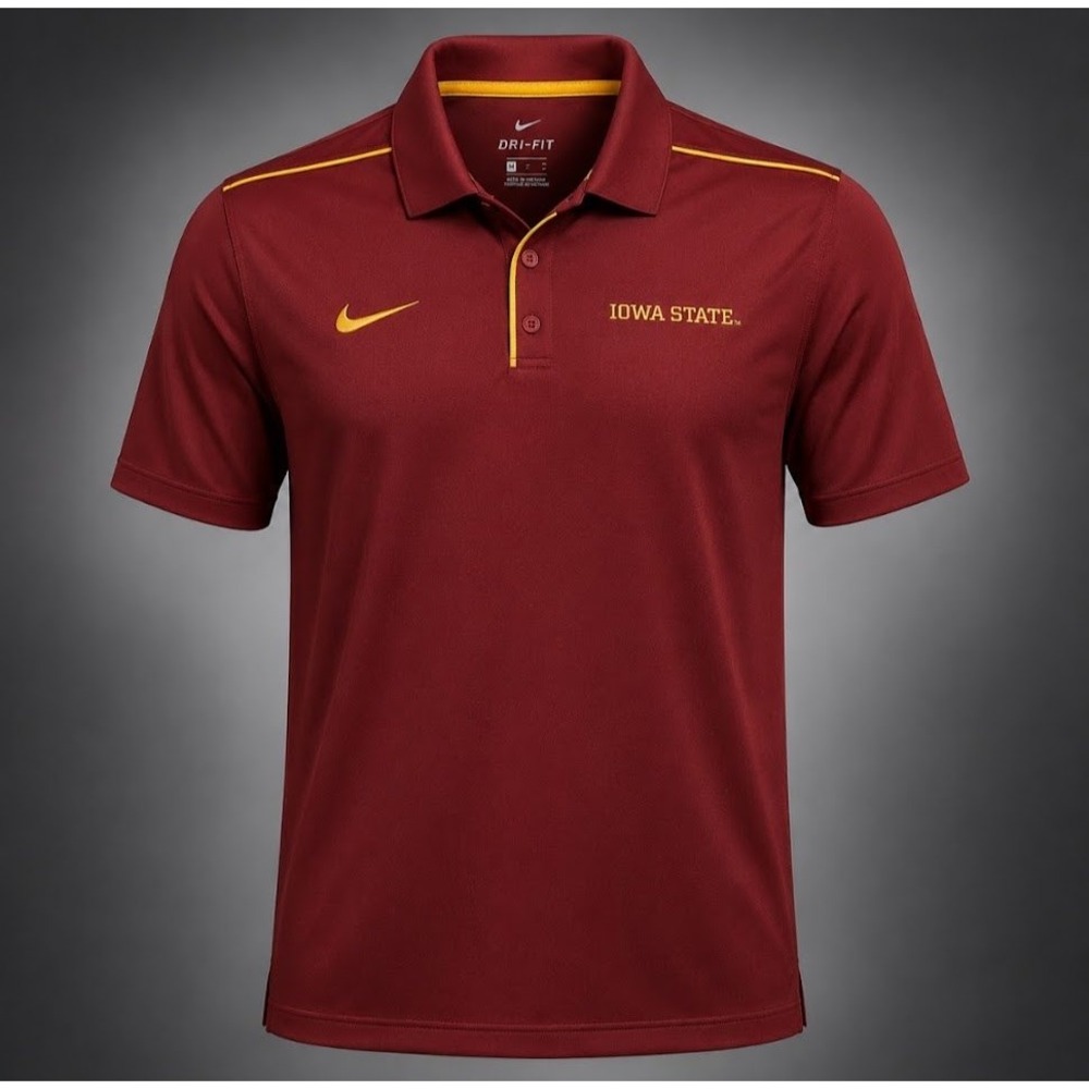 Nike Iowa State Cyclones Mens XL Dri-FIT On-Field Polo Shirt Red Gold NCAA 1197